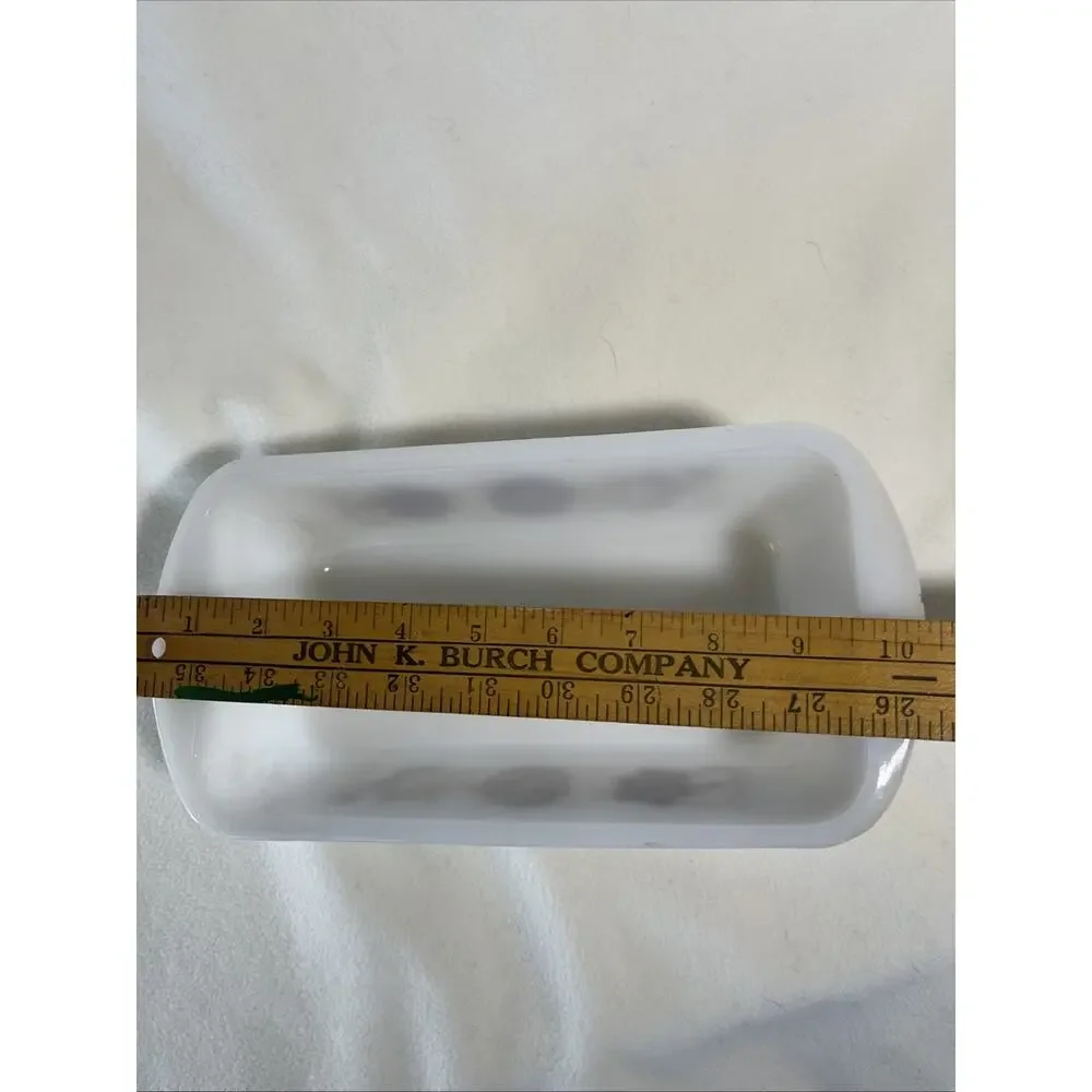 Vintage Glasbake Milk Glass Loaf Pan Floral Pattern J522-Loaf Made In USA